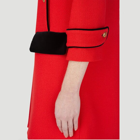 GUCCI DRESS VELVET TRIM RETRO RED TWEED WOOL BLEND sz IT 40 US 4 - Picture 3 of 13